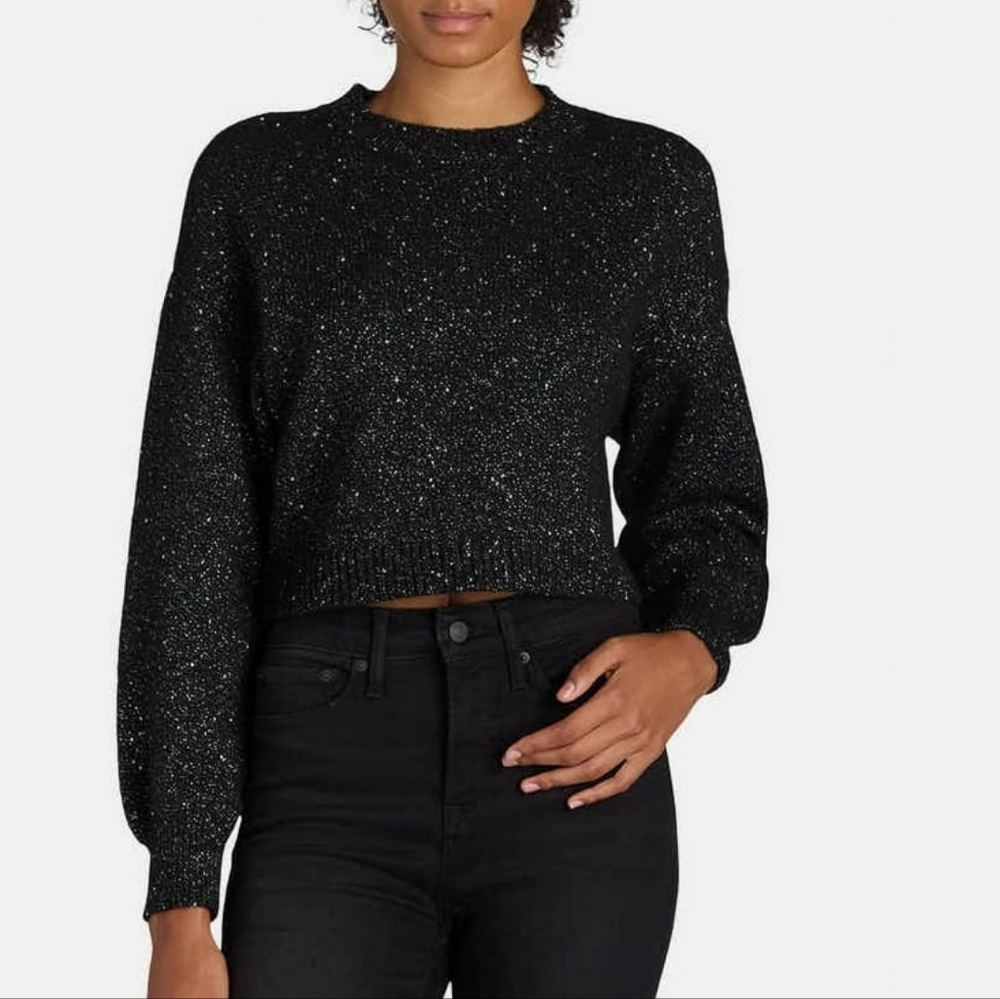 Express Shimmery Black Waistline Sweater